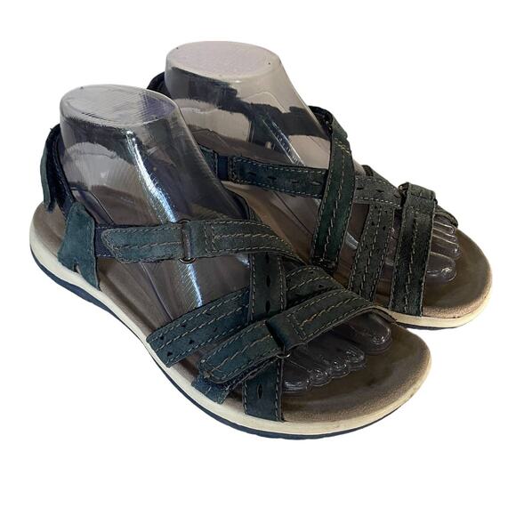 EARTH ORIGINS Women's Size 7M Savoy Sammie Sandals Blue Strappy Comfy Leather - Picture 1 of 13